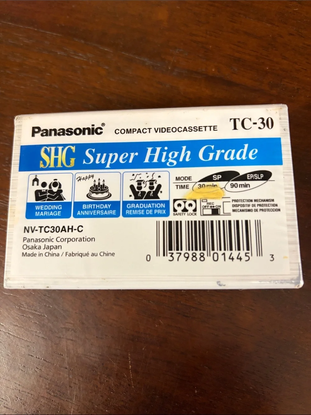Panasonic VHS-C Super High Grade Tape TC-30 90 Minutes Factory Sealed - Lof of 2
